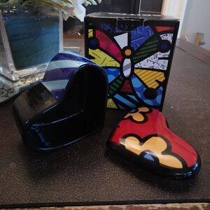 Romero Britto Heart Shaped Colorful Trinket Box In Its Original Box
